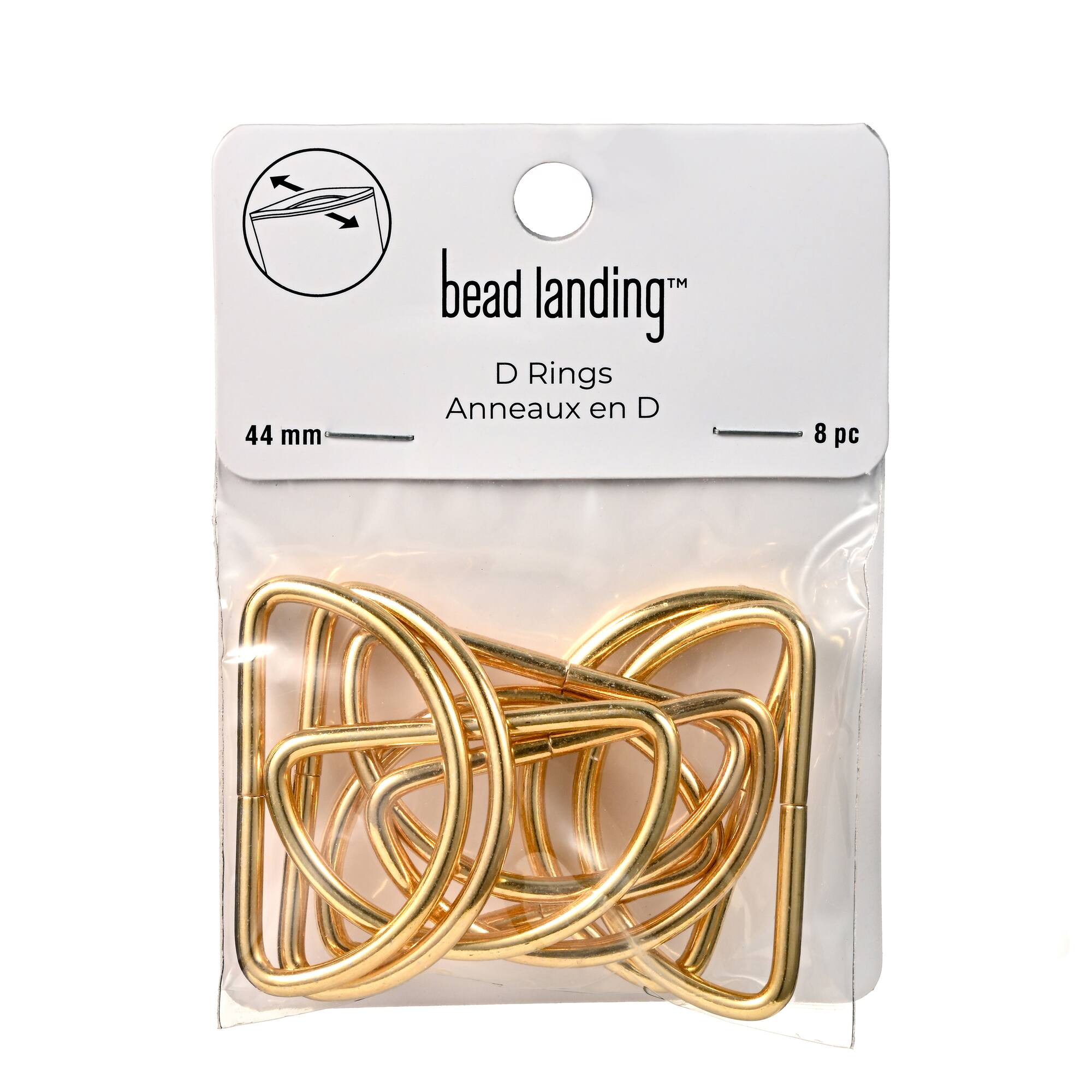 44mm Gold D Rings, 8ct. by Bead Landing™